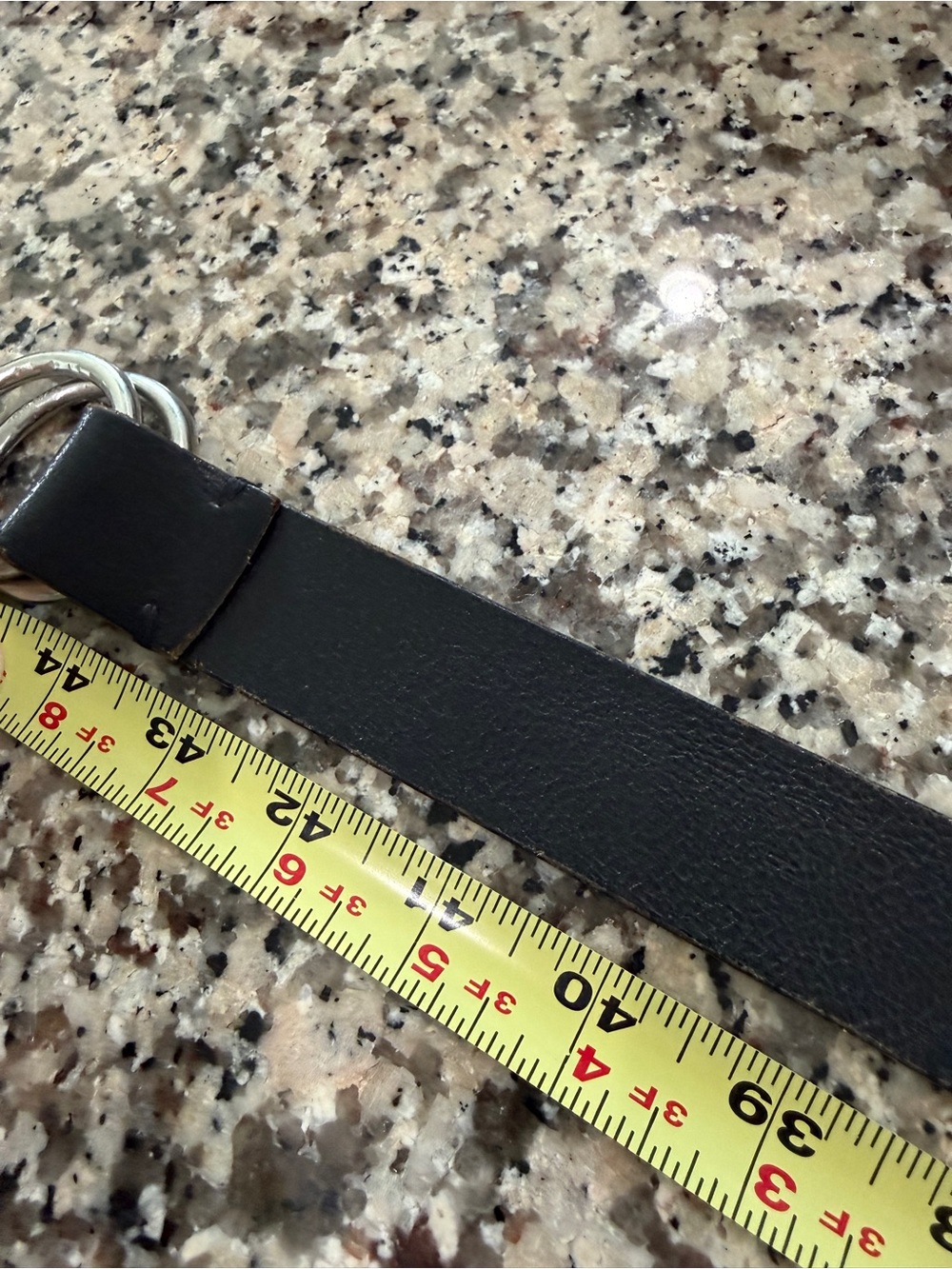 Vintage 80’s J. Crew Black Leather Double-Ring Belt with Silver Hardware - Picture 7 of 11